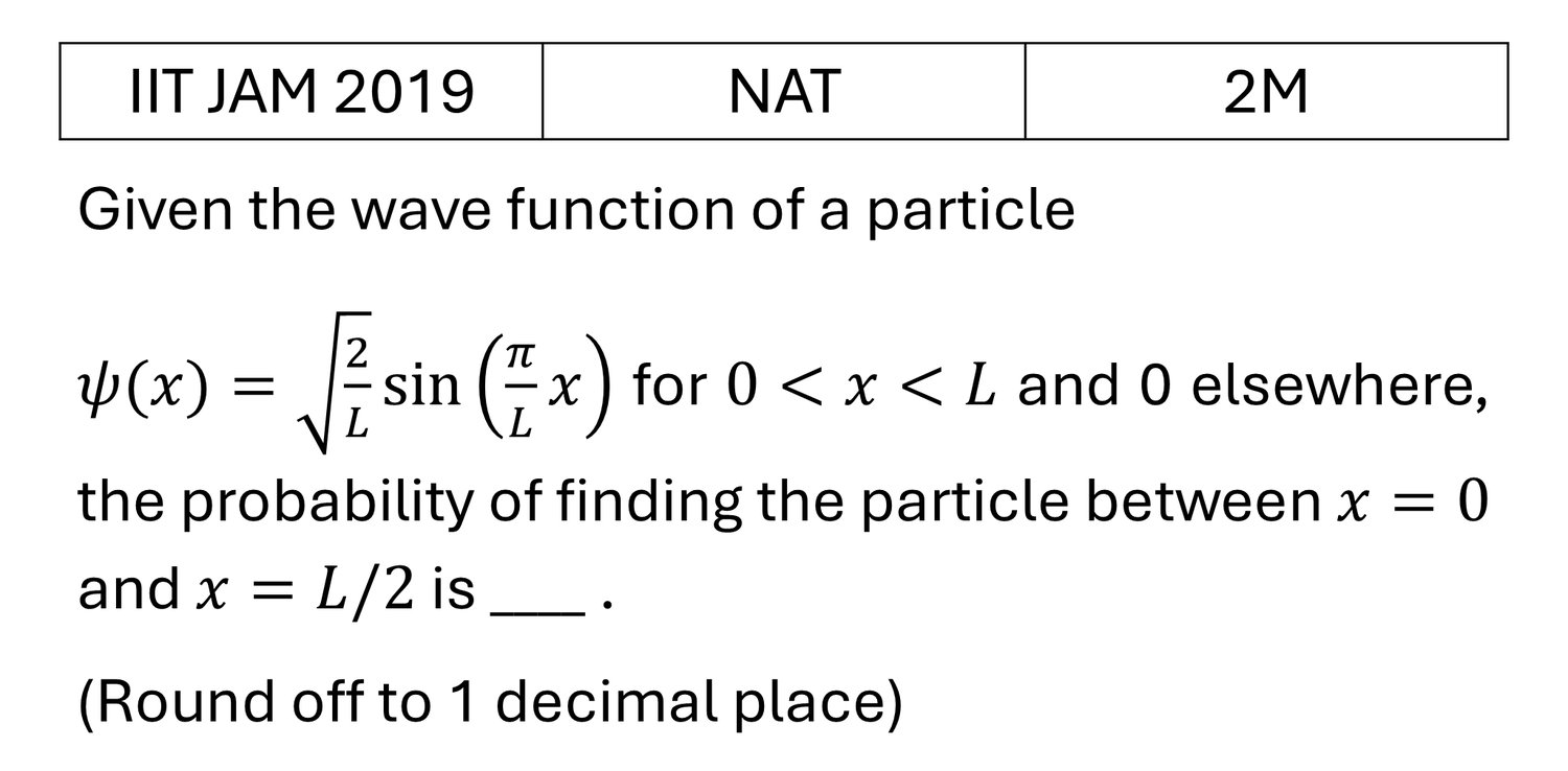 IIT JAM 2019 Basic Quantum Mechanics previous year question IIT_JAM_2019_Q55