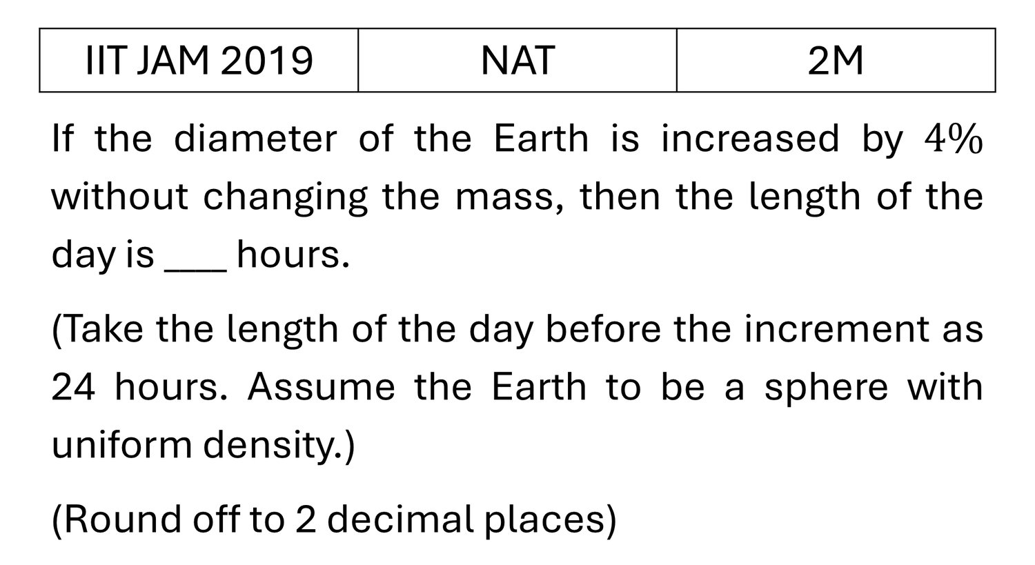 IIT JAM 2019 Central forces and gravitation previous year question IIT_JAM_2019_Q57