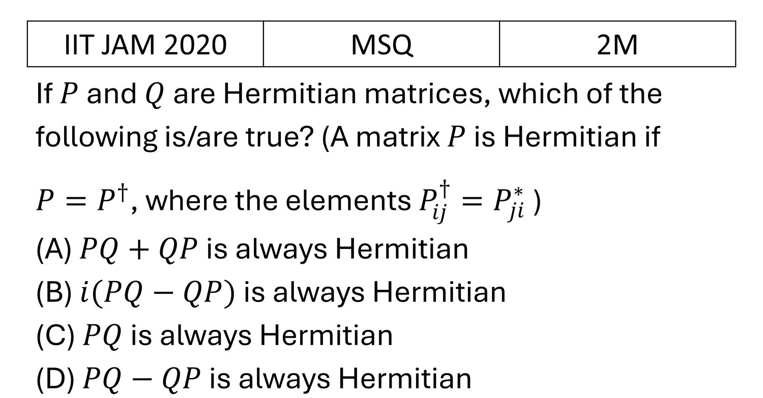 IIT JAM 2020 Matrices previous year question IIT_JAM_2020_Q31