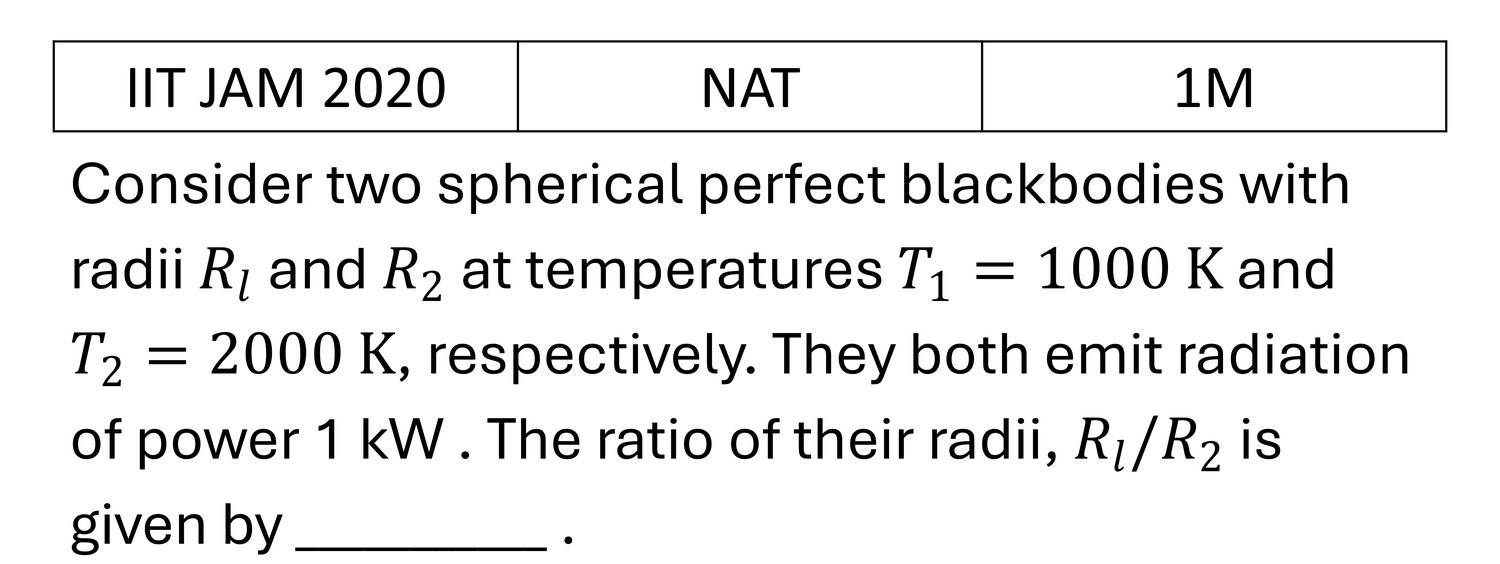 IIT JAM 2020 Black Body Radiations previous year question IIT_JAM_2020_Q46