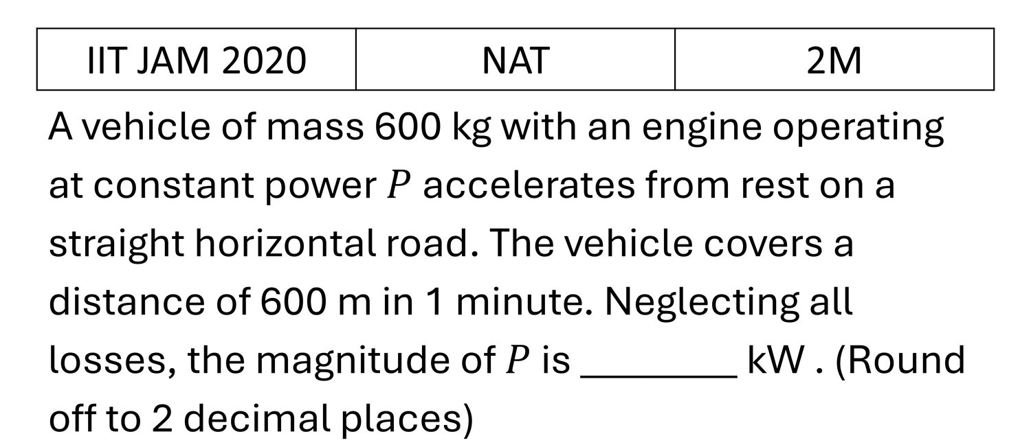 IIT JAM 2020 Basic Mechanics previous year question IIT_JAM_2020_Q52
