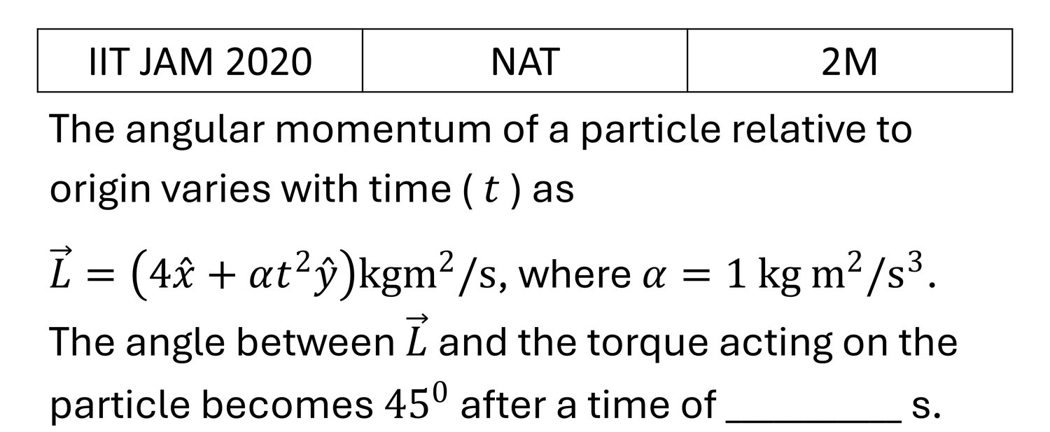 IIT JAM 2020 Rotational Motion previous year question IIT_JAM_2020_Q53