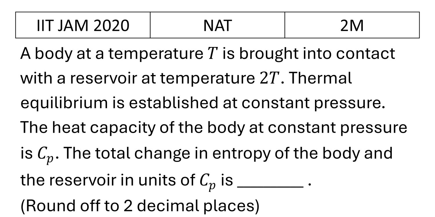 IIT JAM 2020 Laws of thermodynamics previous year question IIT_JAM_2020_Q57