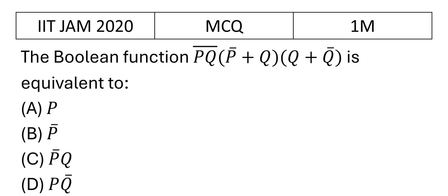 IIT JAM 2020 Digital Electronics previous year question IIT_JAM_2020_Q9
