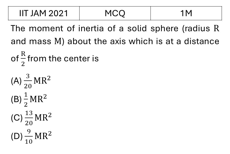 IIT JAM 2021 Rotational Motion previous year question IIT_JAM_2021_Q10