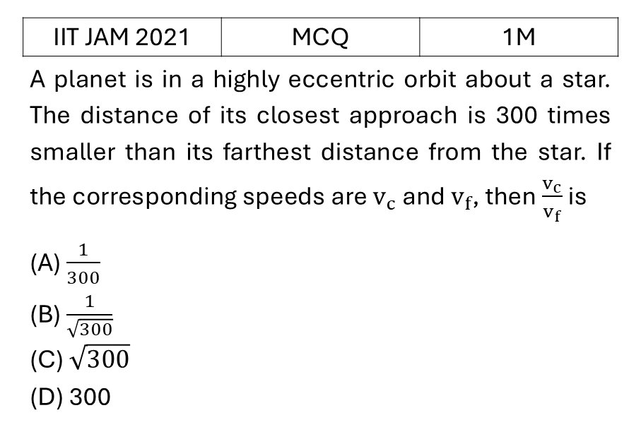 IIT JAM 2021 Central forces and gravitation previous year question IIT_JAM_2021_Q3