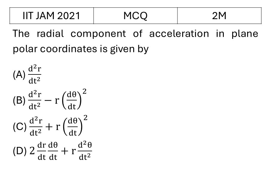 IIT JAM 2021 Basic Mechanics previous year question IIT_JAM_2021_Q30