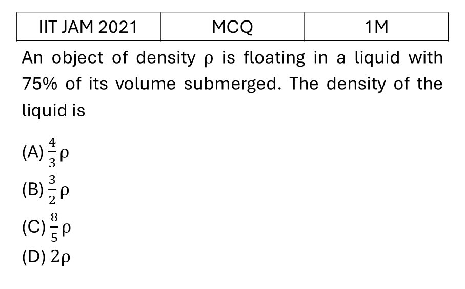 IIT JAM 2021 Bulk Matter previous year question IIT_JAM_2021_Q4