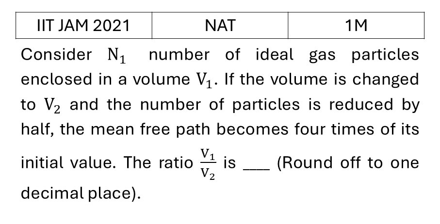 IIT JAM 2021 Kinetic theory of gases previous year question IIT_JAM_2021_Q44
