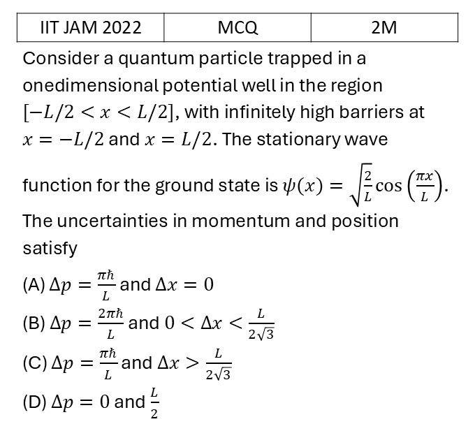 IIT JAM 2022 Potential Well previous year question IIT_JAM_2022_Q16