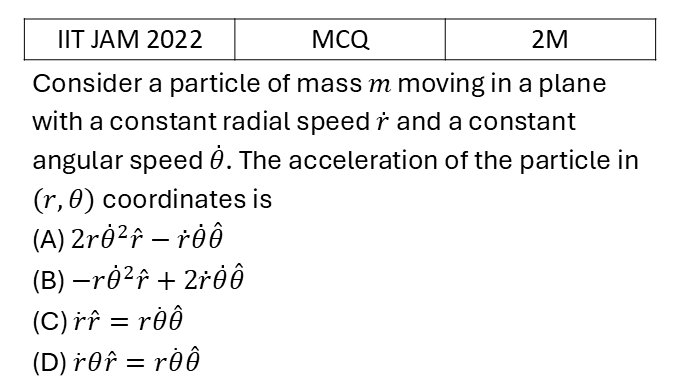 IIT JAM 2022 Basic Mechanics previous year question IIT_JAM_2022_Q17