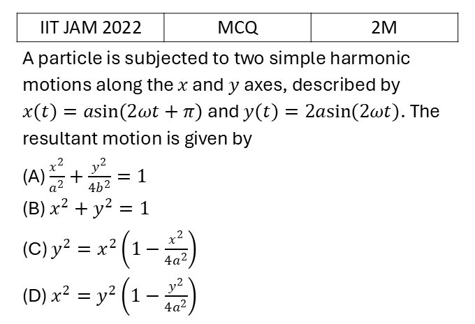 IIT JAM 2022 SHM previous year question IIT_JAM_2022_Q27