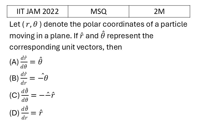 IIT JAM 2022 Basic Mechanics previous year question IIT_JAM_2022_Q36