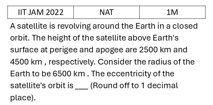 IIT JAM 2022 Central forces and gravitation previous year question IIT_JAM_2022_Q44
