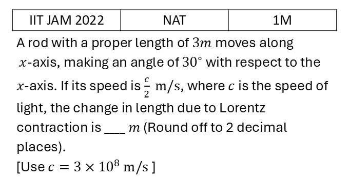 IIT JAM 2022 Relativity previous year question IIT_JAM_2022_Q47