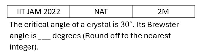 IIT JAM 2022 Polarization previous year question IIT_JAM_2022_Q58