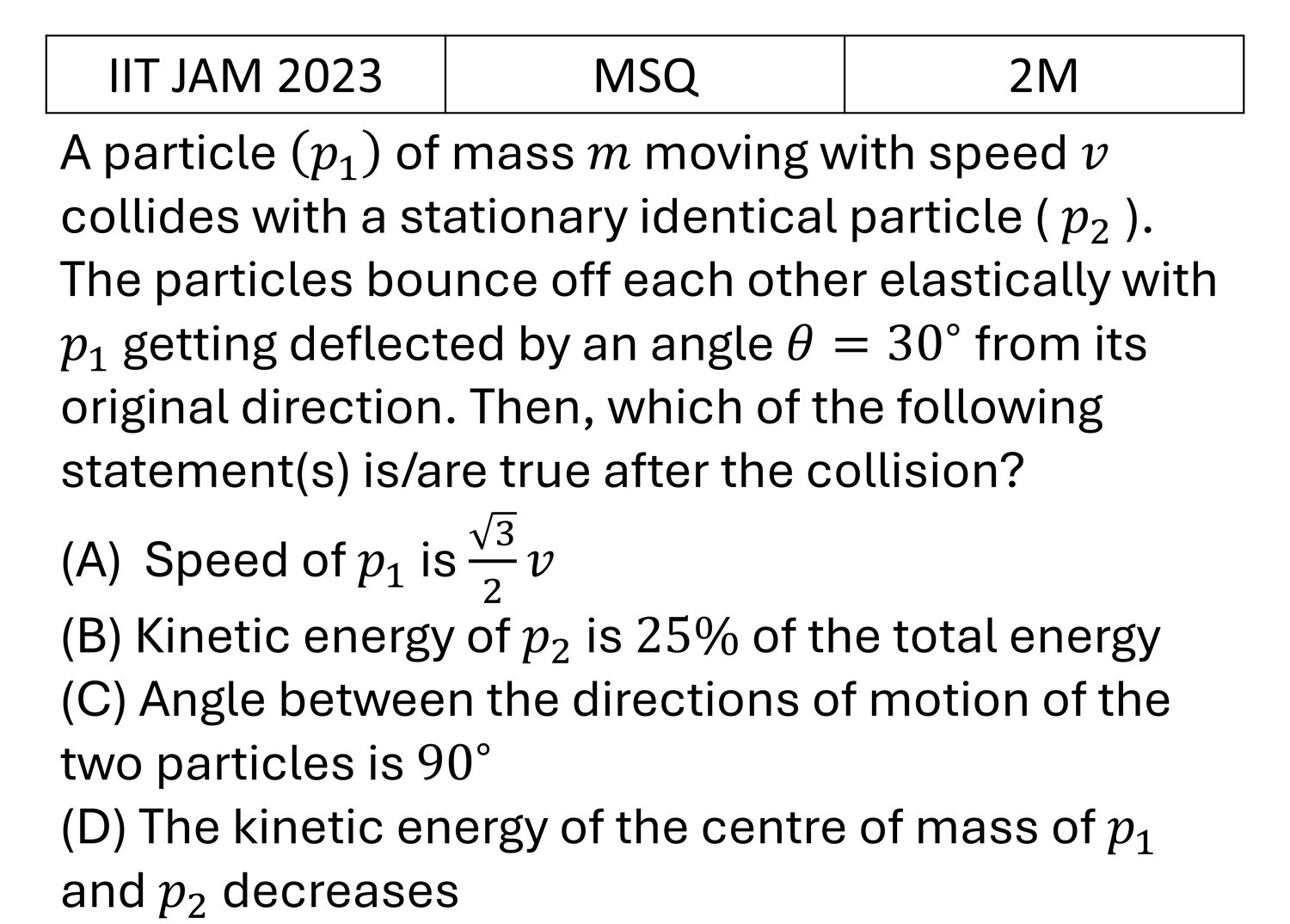 IIT JAM 2023 Basic Mechanics previous year question IIT_JAM_2023_Q36