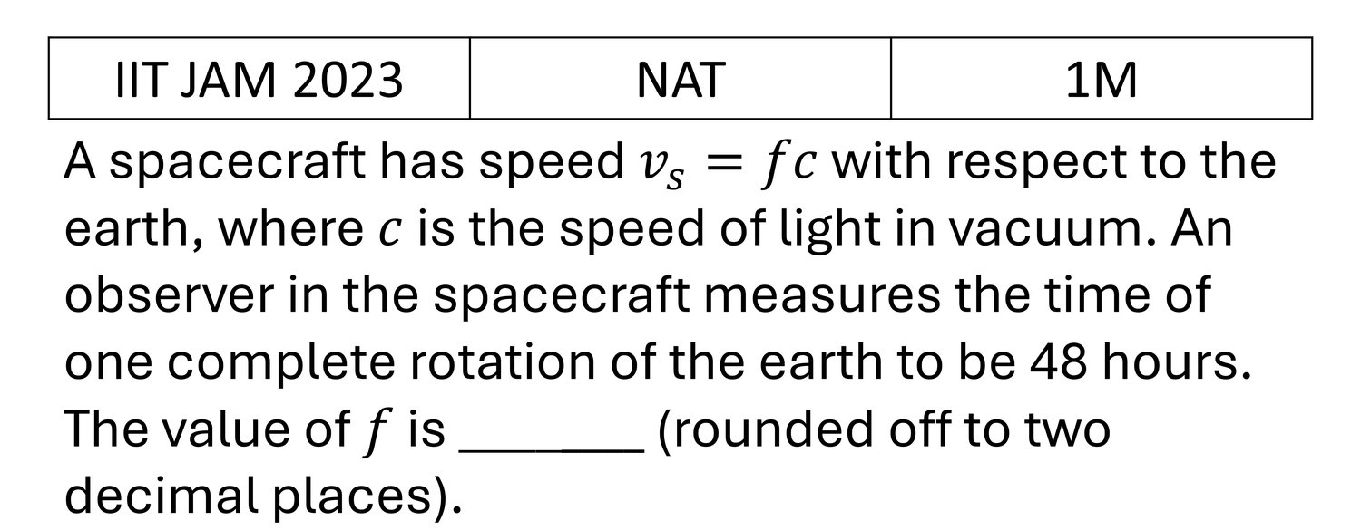 IIT JAM 2023 Relativity previous year question IIT_JAM_2023_Q45