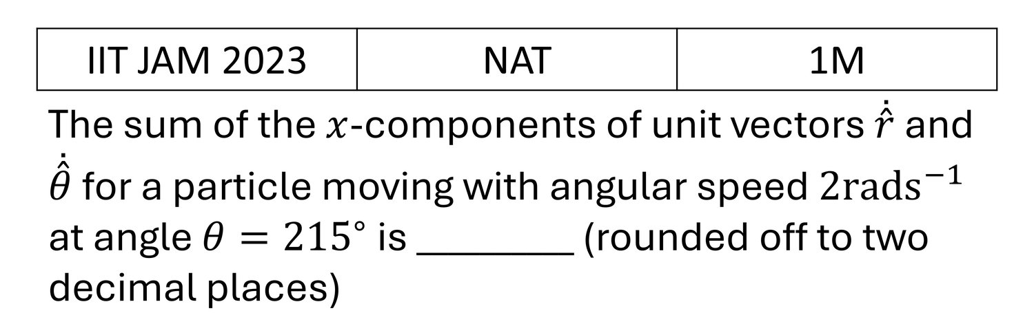 IIT JAM 2023 Basic Mechanics previous year question IIT_JAM_2023_Q46
