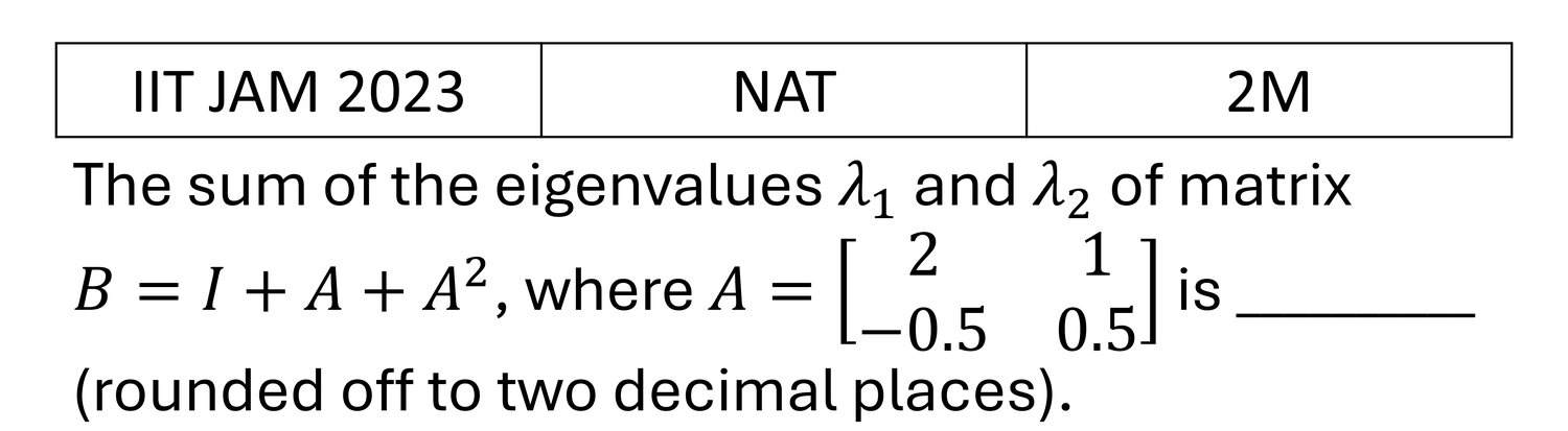 IIT JAM 2023 Matrices previous year question IIT_JAM_2023_Q55