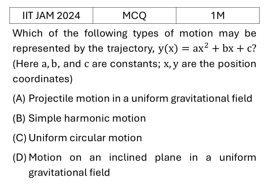 IIT JAM 2024 Basic Mechanics previous year question IIT_JAM_2024_Q10