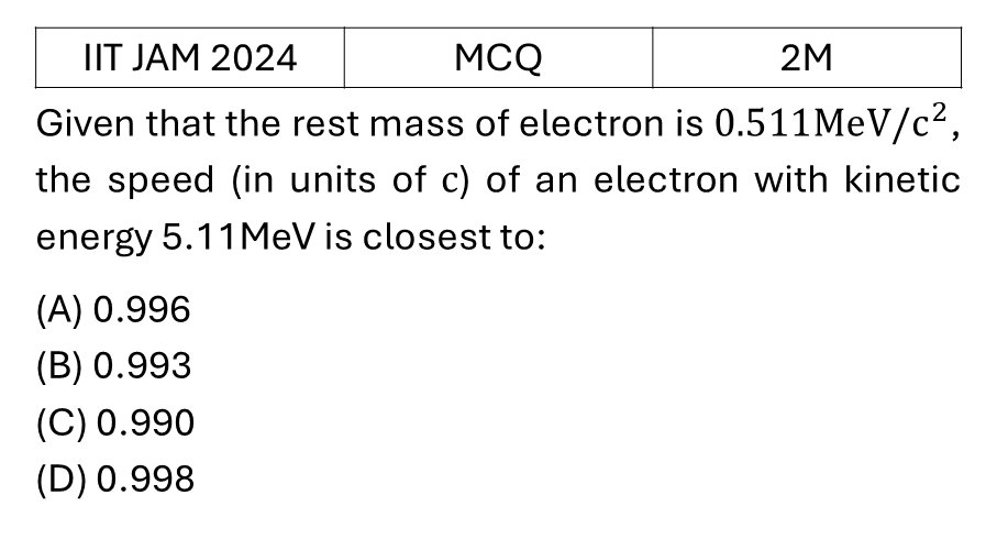 IIT JAM 2024 Relativity previous year question IIT_JAM_2024_Q18
