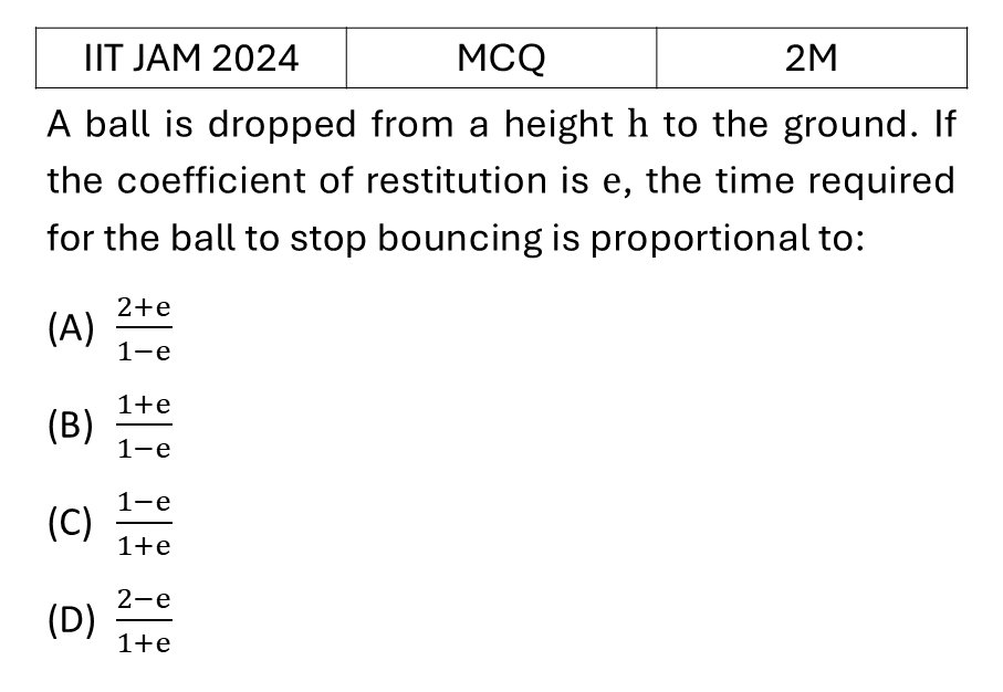 IIT JAM 2024 Basic Mechanics previous year question IIT_JAM_2024_Q26