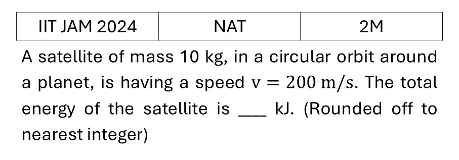 IIT JAM 2024 Central forces and gravitation previous year question IIT_JAM_2024_Q55