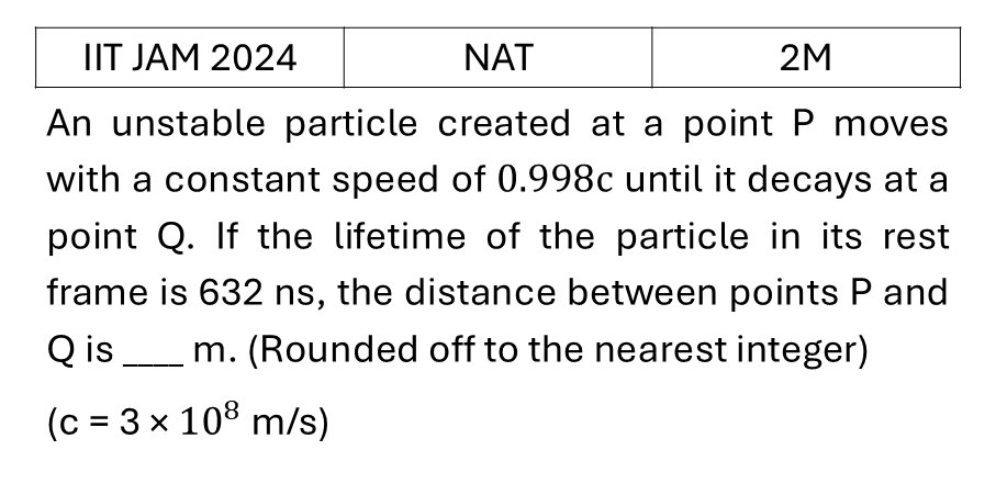 IIT JAM 2024 Relativity previous year question IIT_JAM_2024_Q58