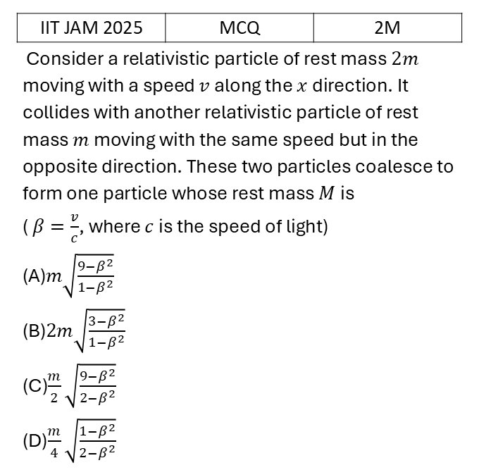 IIT JAM 2025 Relativity previous year question IIT_JAM_2025_Q26