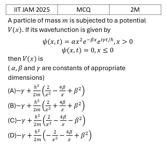 IIT JAM 2025 Basic Quantum Mechanics previous year question IIT_JAM_2025_Q27