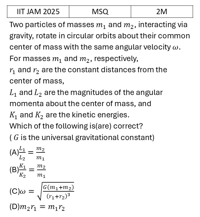 IIT JAM 2025 Central forces and gravitation previous year question IIT_JAM_2025_Q32