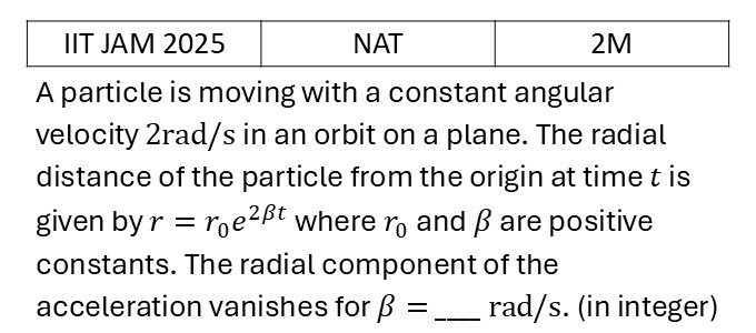IIT JAM 2025 Basic Mechanics previous year question IIT_JAM_2025_Q55