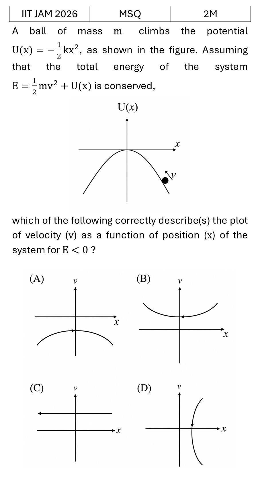 IIT JAM 2026 Central forces and gravitation previous year question JAM_2026_Q35