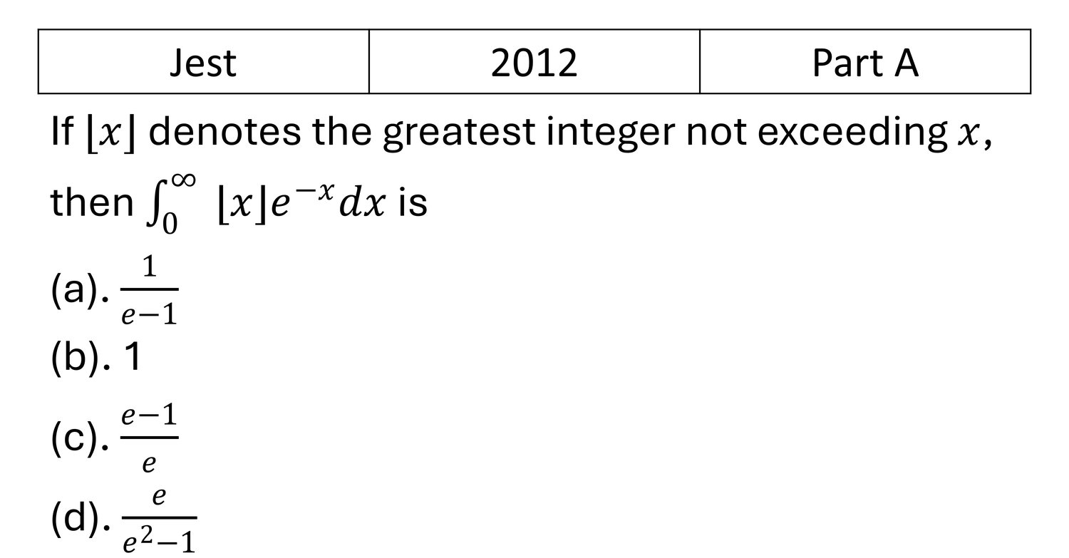 JEST 2012 Basic Calculus previous year question JEST_2012_Q18