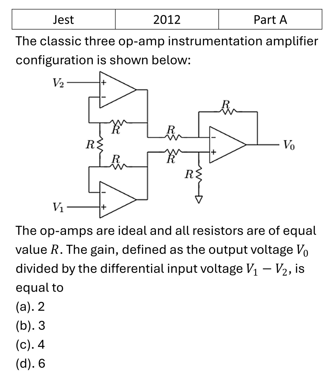 JEST 2012 OPAMP previous year question JEST_2012_Q22