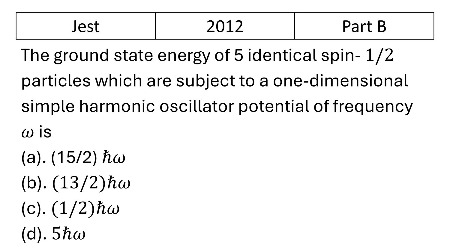 JEST 2012 Quantum Harmonic Oscillator previous year question JEST_2012_Q27