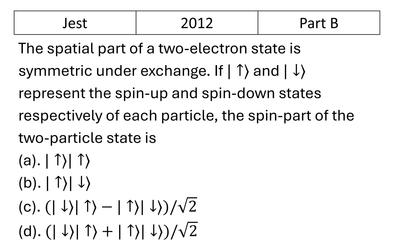 JEST 2012 Angular momentum and hydrogen atom previous year question JEST_2012_Q31