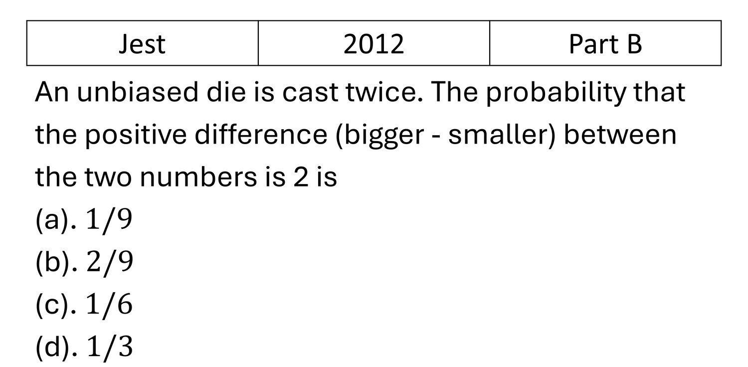 JEST 2012 Probability previous year question JEST_2012_Q44
