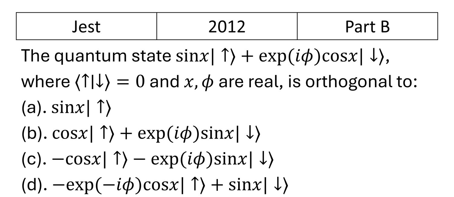 JEST 2012 Basic Quantum Mechanics previous year question JEST_2012_Q47