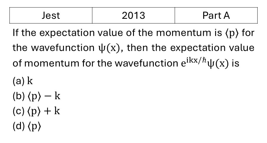 JEST 2013 Basic Quantum Mechanics previous year question JEST_2013_Q10