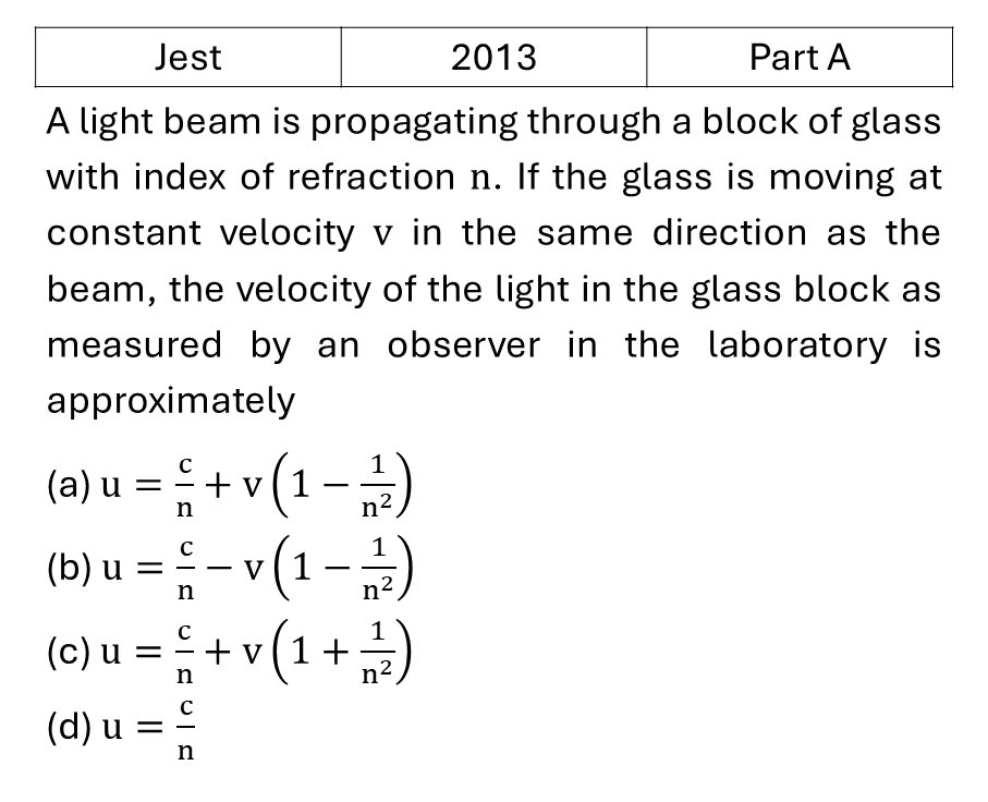 JEST 2013 Relativity previous year question JEST_2013_Q12