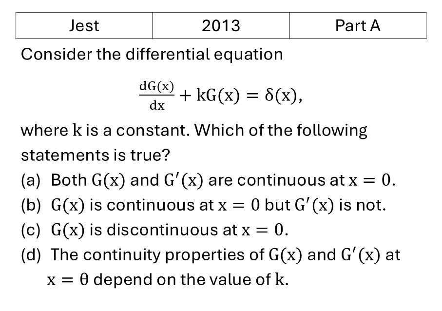 JEST 2013 Differential Equation previous year question JEST_2013_Q19