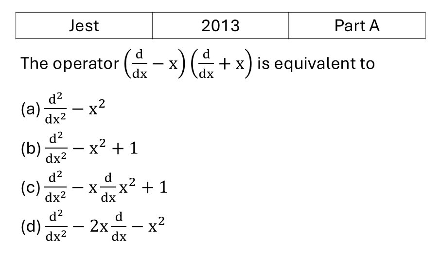JEST 2013 Basic Quantum Mechanics previous year question JEST_2013_Q2