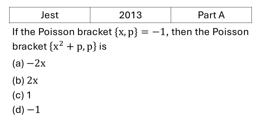 JEST 2013 Canonical transformation and poison brackett previous year question JEST_2013_Q22