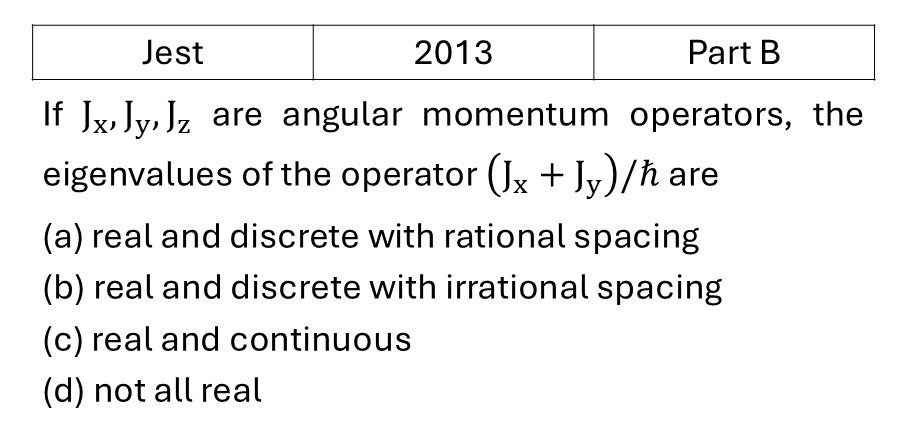 JEST 2013 Angular momentum and hydrogen atom previous year question JEST_2013_Q26