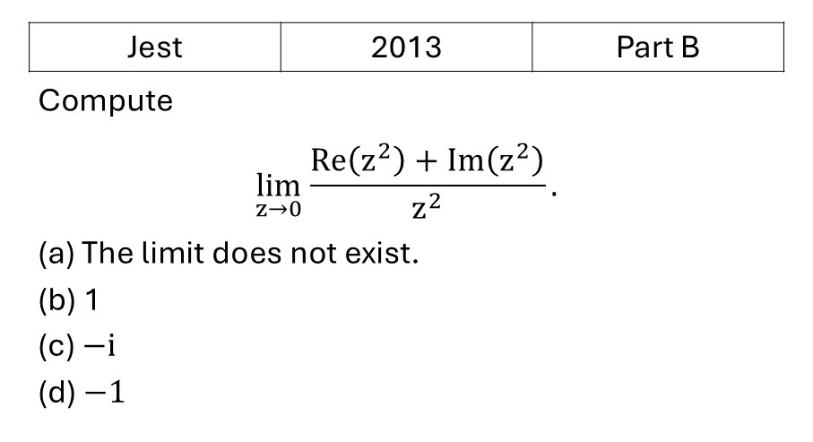 JEST 2013 Complex Analysis previous year question JEST_2013_Q27