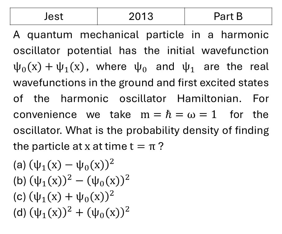 JEST 2013 Basic Quantum Mechanics previous year question JEST_2013_Q30