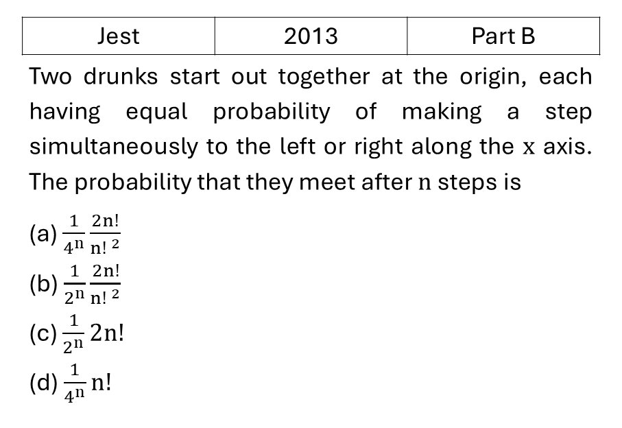 JEST 2013 Random Walk previous year question JEST_2013_Q33