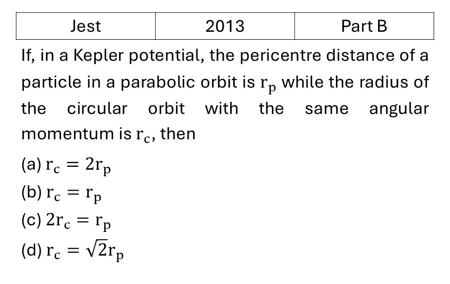 JEST 2013 Central Force and Gravitation previous year question JEST_2013_Q34